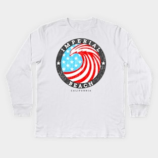 Imperial Beach, CA Summertime Patriotic 4th Pride Surfing Kids Long Sleeve T-Shirt